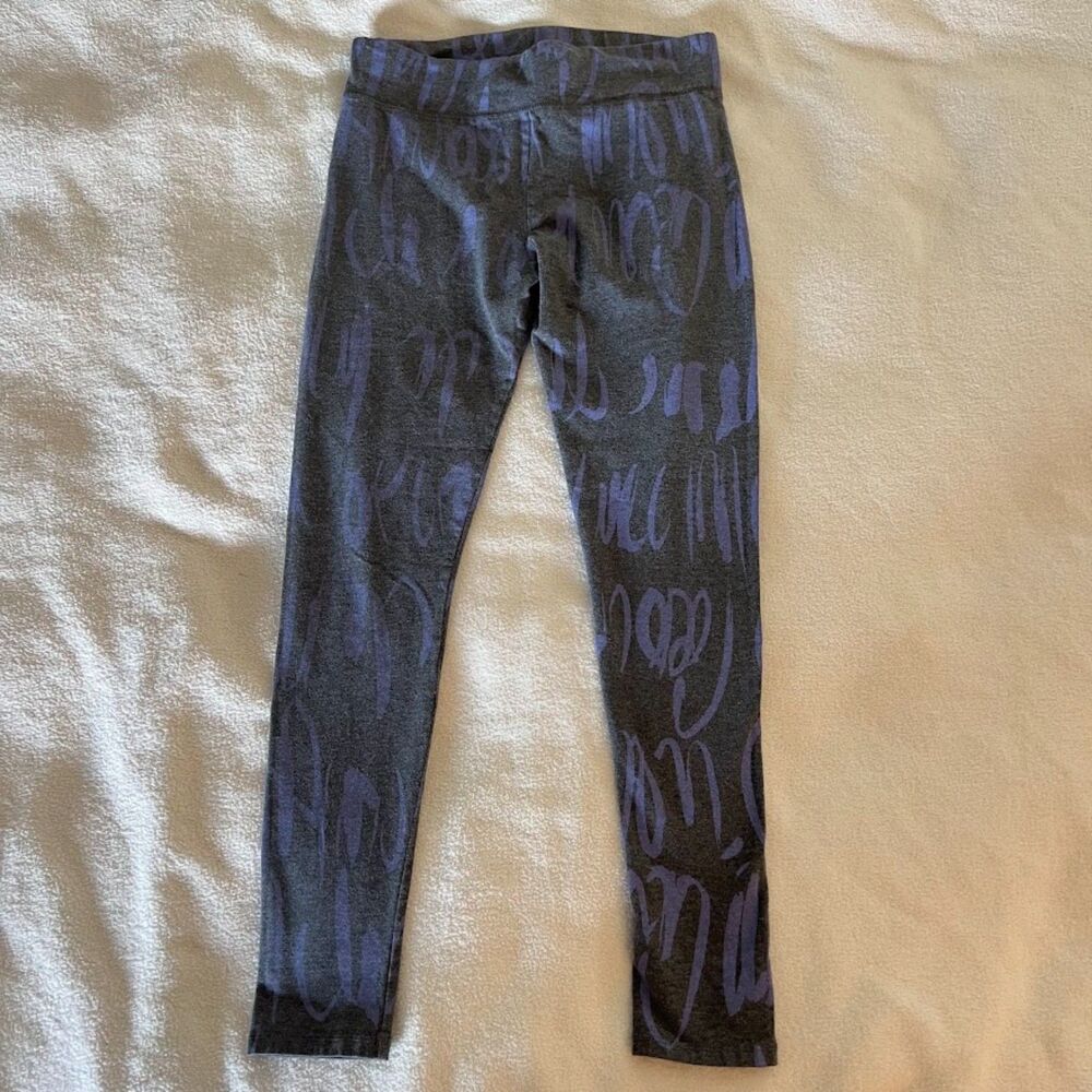 Aerie Leggings Heather Gray with Purple Script, Size S